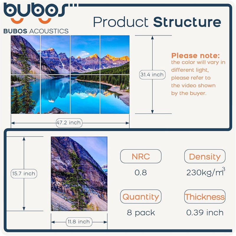 B Bubos 8 Pack Art Acoustic Panels Soundproof Wall Panel,47.2X31.4 Inches Sound Absorbing Panel,Self-Adhesive Decorative Acoustical Wall Panels, Acoustic Treatment for Ceiling Home Office（Banff Park） - Image 2